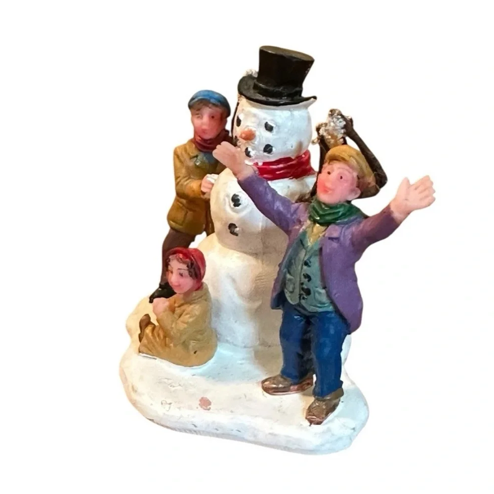 Lemax Christmas Village Kids Making Snowman Figurine 2.75 inches Wide X 2.5 Tall